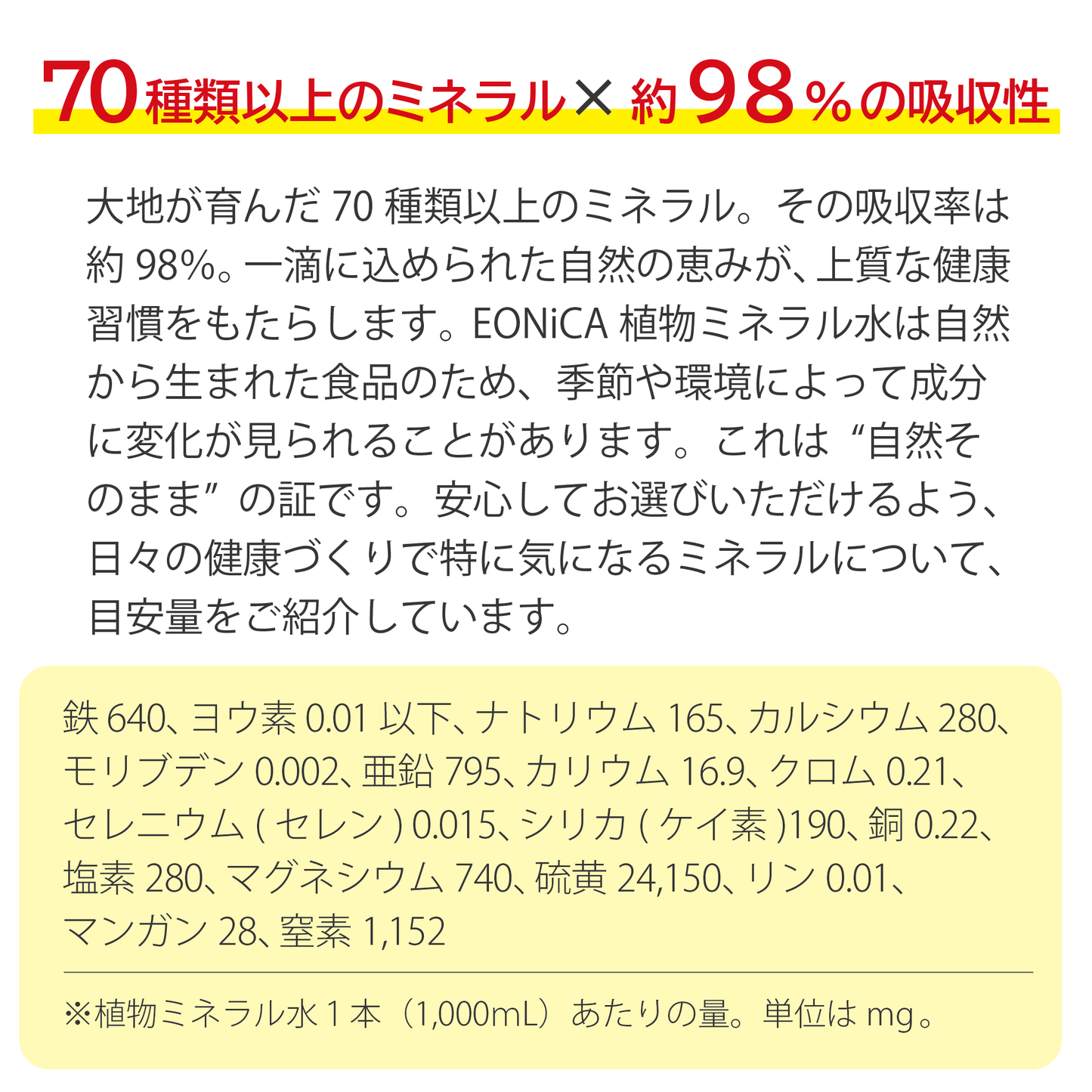 EONiCA 植物ミネラル水 1000mL